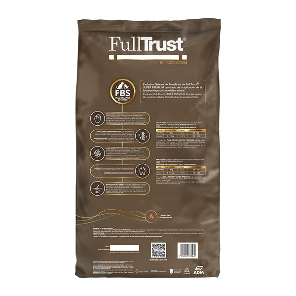 FullTrust Adulto Razas Pequeñas alimento seco para perro adulto de razas miniatura y pequeñas, pollo y res, reverso con ingredientes y guía