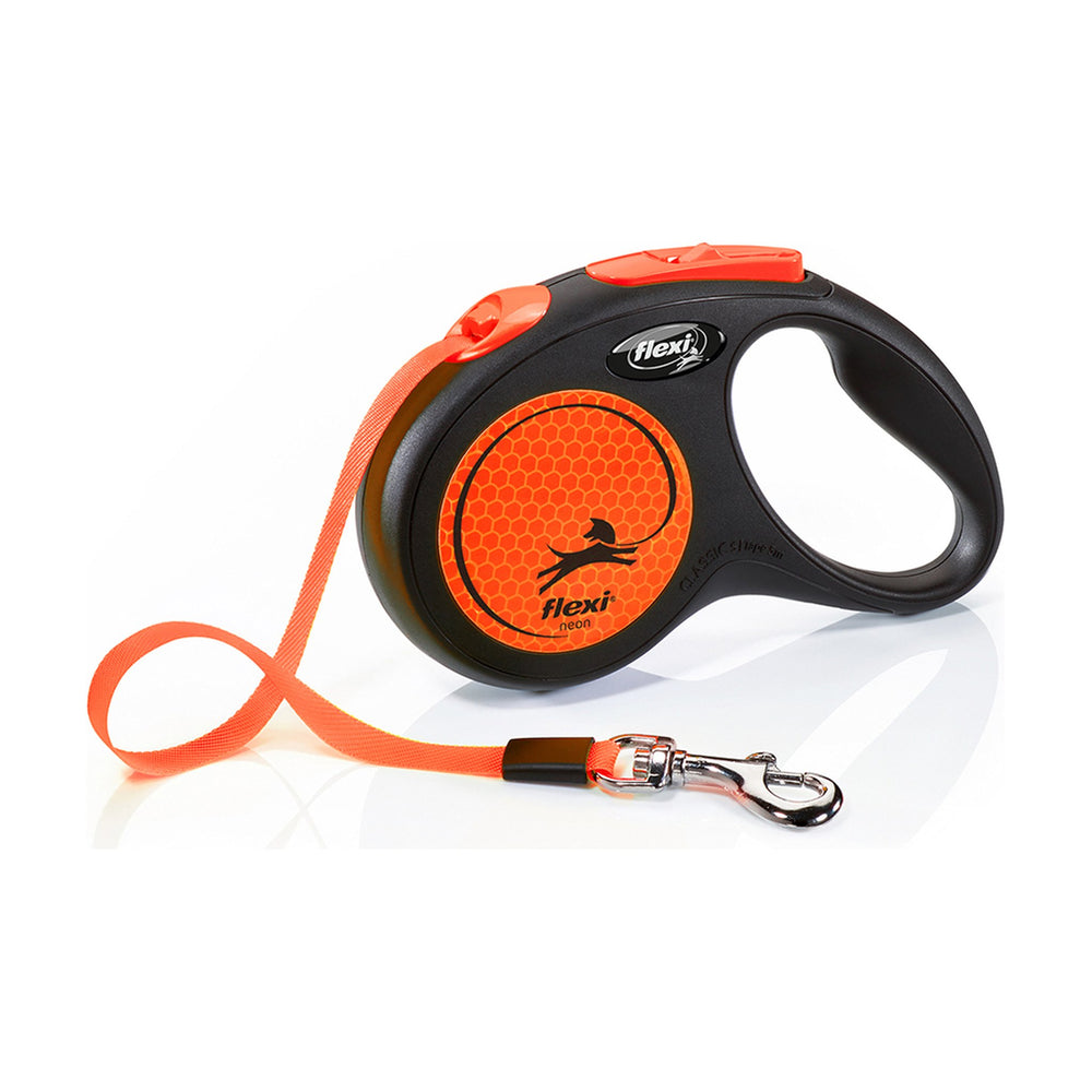 flexi New Neon correa retráctil de cinta reflejante para perro, 5 m