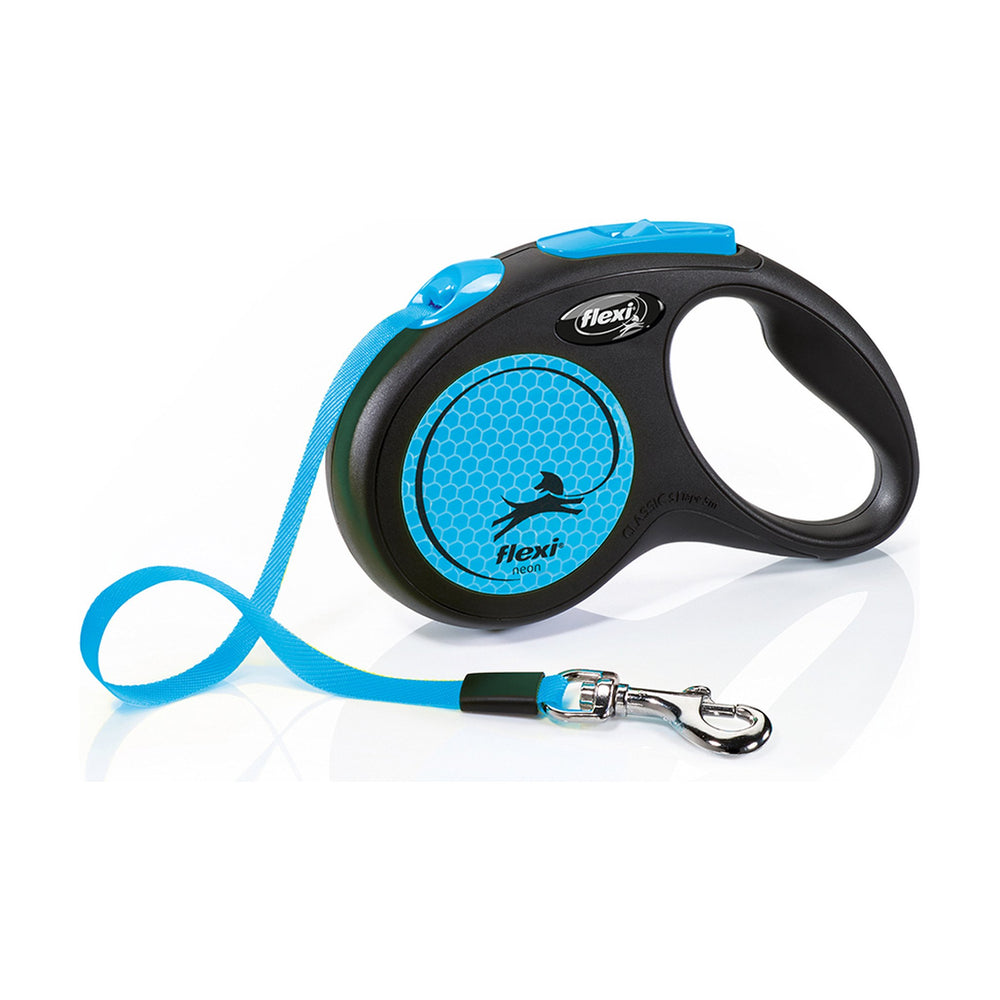 flexi New Neon correa retráctil de cinta reflejante para perro, 5 m
