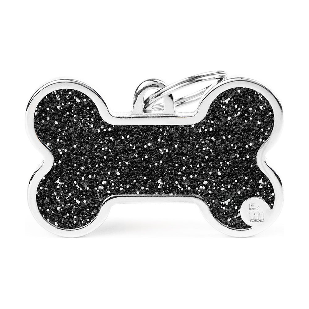MyFamily Shine placa de identificación hueso XL con diamantina para perro