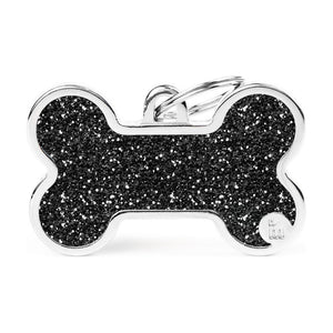 MyFamily Shine placa de identificación hueso XL con diamantina para perro