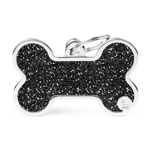MyFamily Shine placa de identificación hueso XL con diamantina para perro