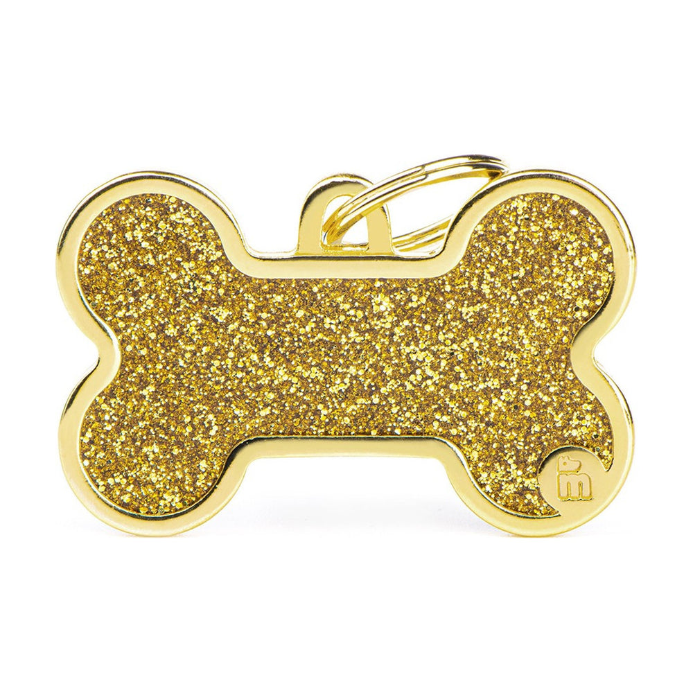 MyFamily Shine placa de identificación hueso XL con diamantina para perro