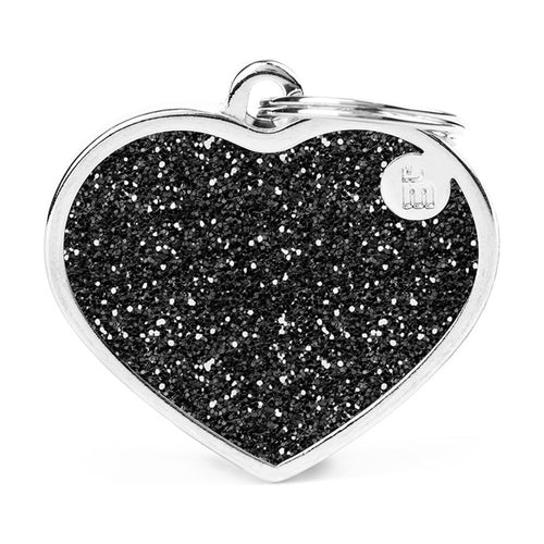 MyFamily Shine placa de identificación corazón con diamantina para perro y gato