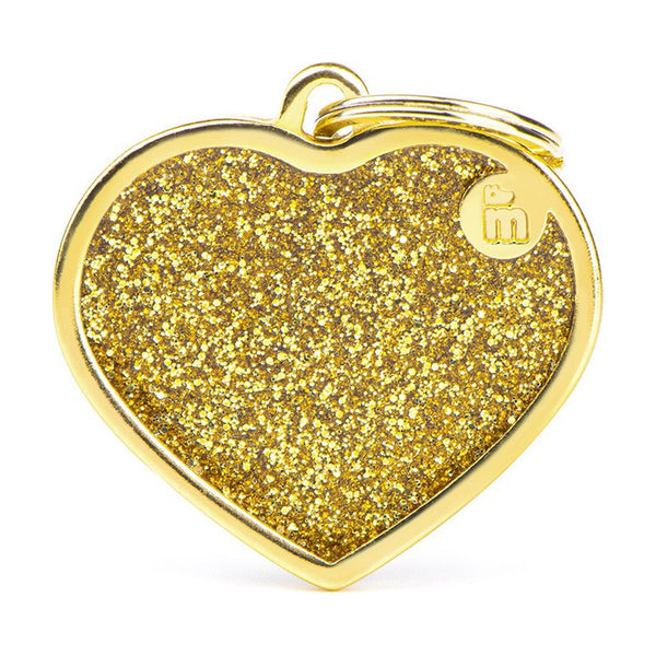 MyFamily Shine placa de identificación corazón con diamantina para perro y gato