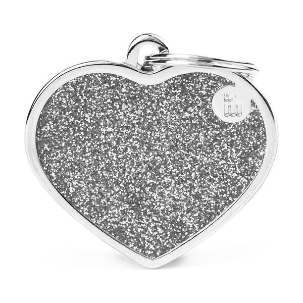 MyFamily Shine placa de identificación corazón con diamantina para perro y gato