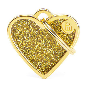 MyFamily Shine placa de identificación corazón con diamantina para perro y gato