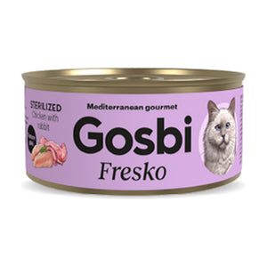 GOSBI Fresko Sterilized alimento húmedo complementario en lata para gato esterilizado, pollo con conejo, 70 g