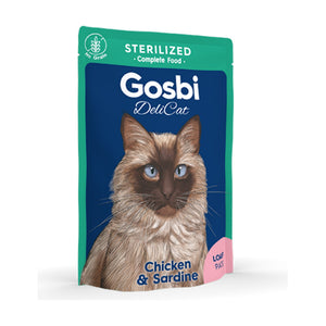 GOSBI Delicat Sterilized alimento húmedo para gato esterilizado, paté de pollo y sardina, 70 g