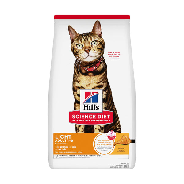Hill's Science Diet Adult Light alimento seco para gato adulto bajo en calorías, pollo