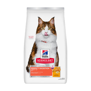 Hill's Science Diet Perfect Digestion alimento seco para gato adulto cuidado digestivo, pollo y cebada, 1.58 kg