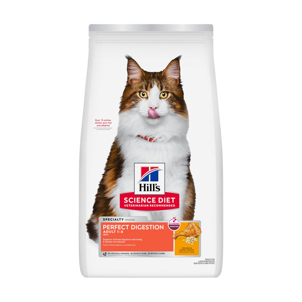Hill's Science Diet Perfect Digestion alimento seco para gato adulto cuidado digestivo, pollo y cebada, 1.58 kg