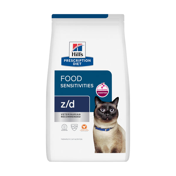 Hill's Prescription Diet z/d alimento seco para gato con sensibilidades alimentarias, proteína hidrolizada, 1.81 kg