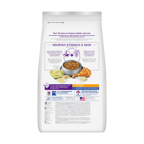Hill's Science Diet Sensitive Stomach & Skin alimento seco para gato adulto, pollo y arroz, 3.17 kg