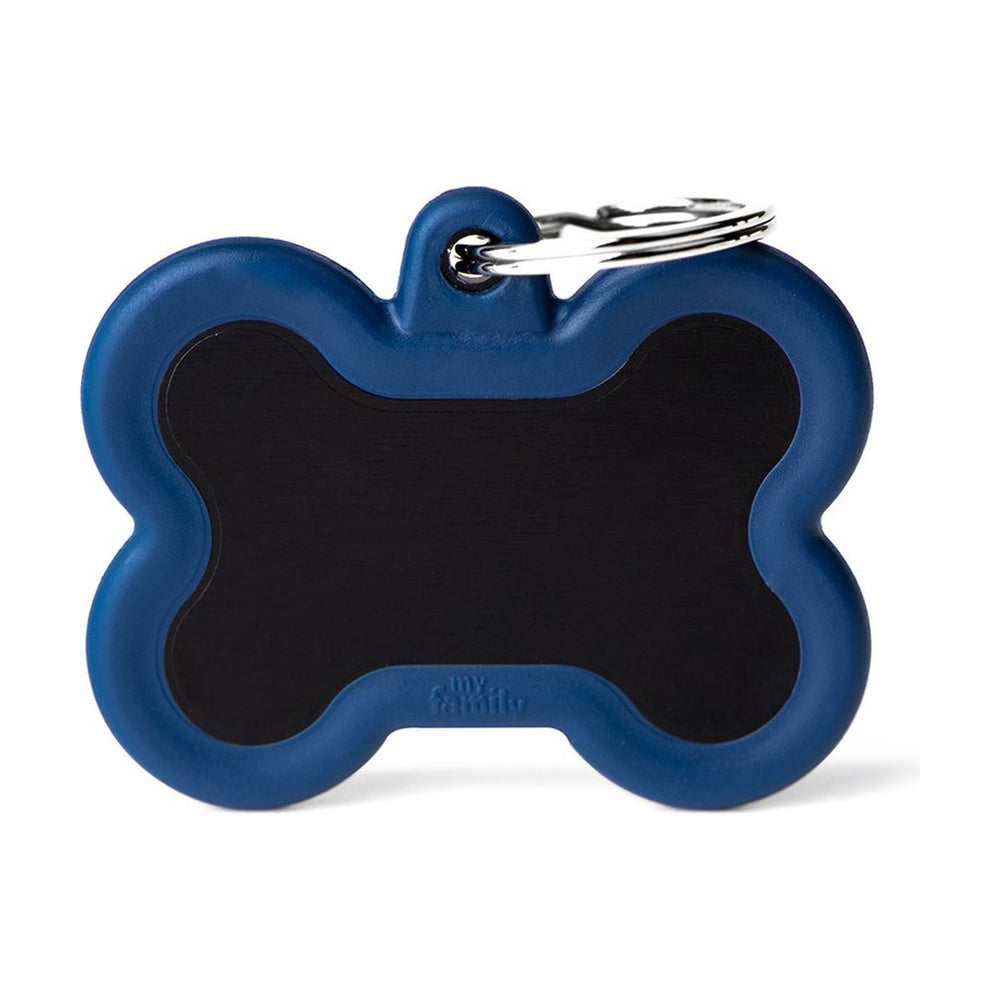 MyFamily Hushtag placa de identificación hueso de aluminio con hule para perro