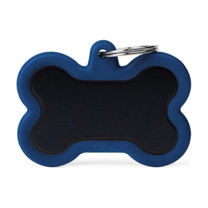 MyFamily Hushtag placa de identificación hueso de aluminio con hule para perro