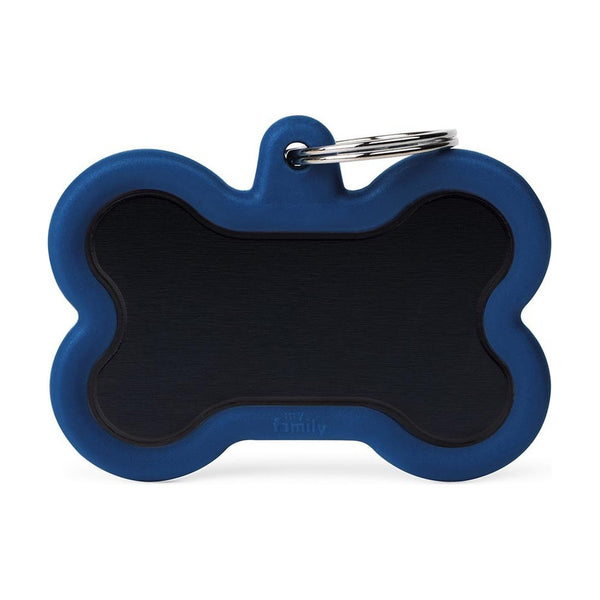 MyFamily Hushtag placa de identificación hueso de aluminio con hule para perro