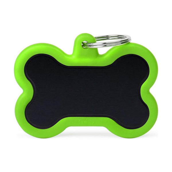 MyFamily Hushtag placa de identificación hueso de aluminio con hule para perro