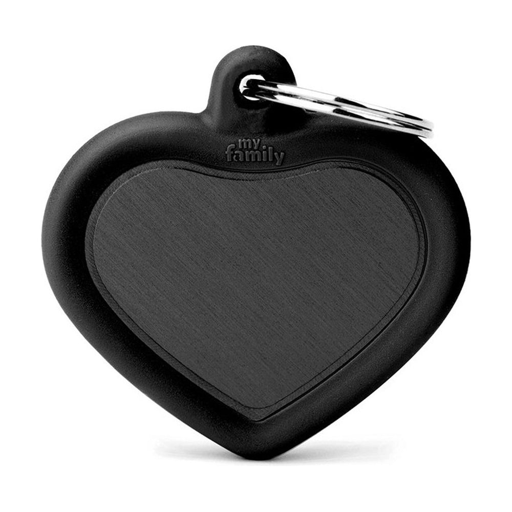 MyFamily Hushtag placa de identificación corazón de aluminio con hule para perro