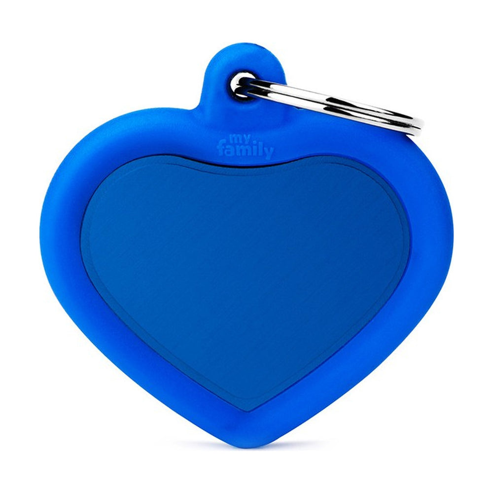 MyFamily Hushtag placa de identificación corazón de aluminio con hule para perro