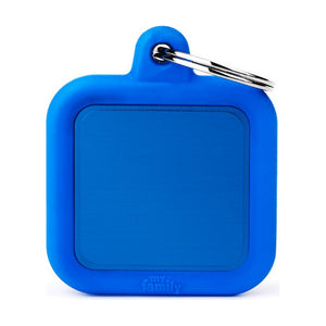 MyFamily Hushtag placa de identificación cuadrada de aluminio con hule para perro