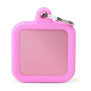 MyFamily Hushtag placa de identificación cuadrada de aluminio con hule para perro