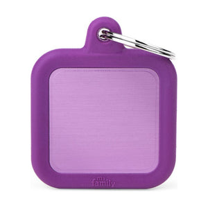 MyFamily Hushtag placa de identificación cuadrada de aluminio con hule para perro