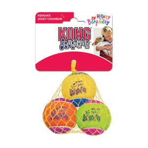 KONG SqueakAir Birthday pelotas de cumpleaños con chifle para perro, medianas, 3 piezas