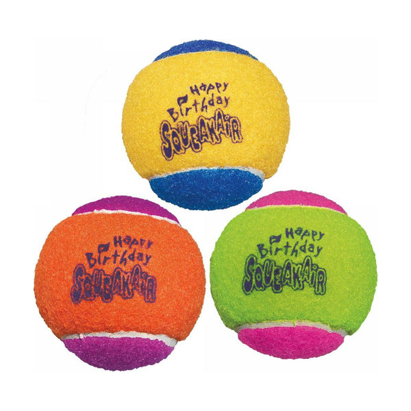 KONG SqueakAir Birthday pelotas de cumpleaños con chifle para perro, medianas, 3 piezas