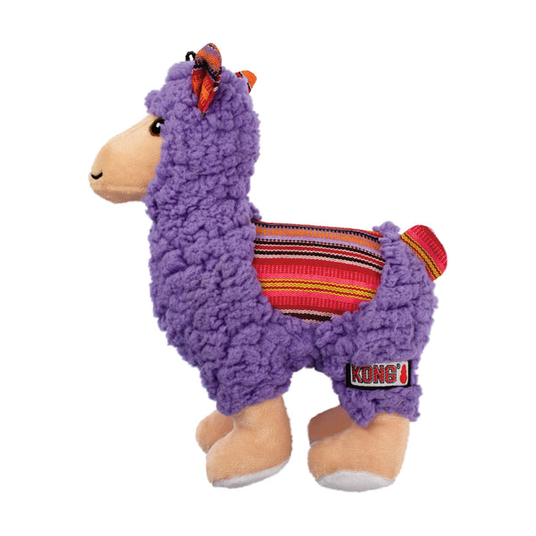 KONG Sherps Llama peluche de llama con chifle para perro, mediana
