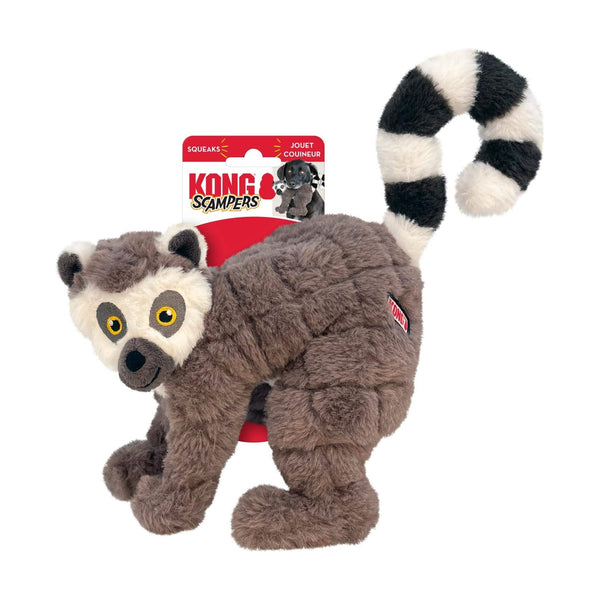 KONG Scampers peluche de animal salvaje con chifle suave para perro, mediano