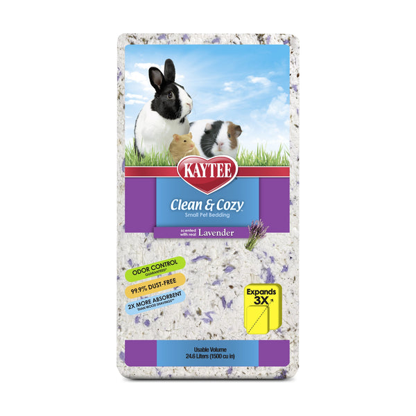 Kaytee Clean & Cozy Lavender sustrato de papel con flores de lavanda para pequeñas mascotas, 24.6 L