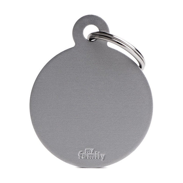 MyFamily Basic placa de identificación redonda de aluminio para perro y gato