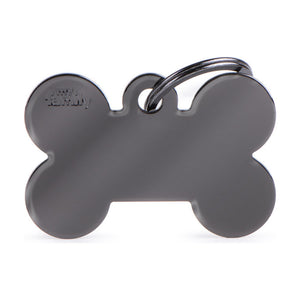 MyFamily Basic placa de identificación hueso de latón negro para perro, grande