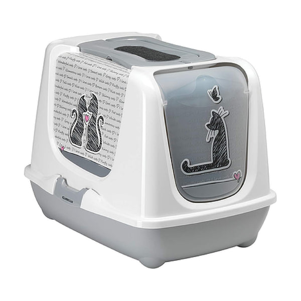 Moderna Trendy Cat Jumbo Cats in Love arenero cerrado para gato, 57 cm, gris
