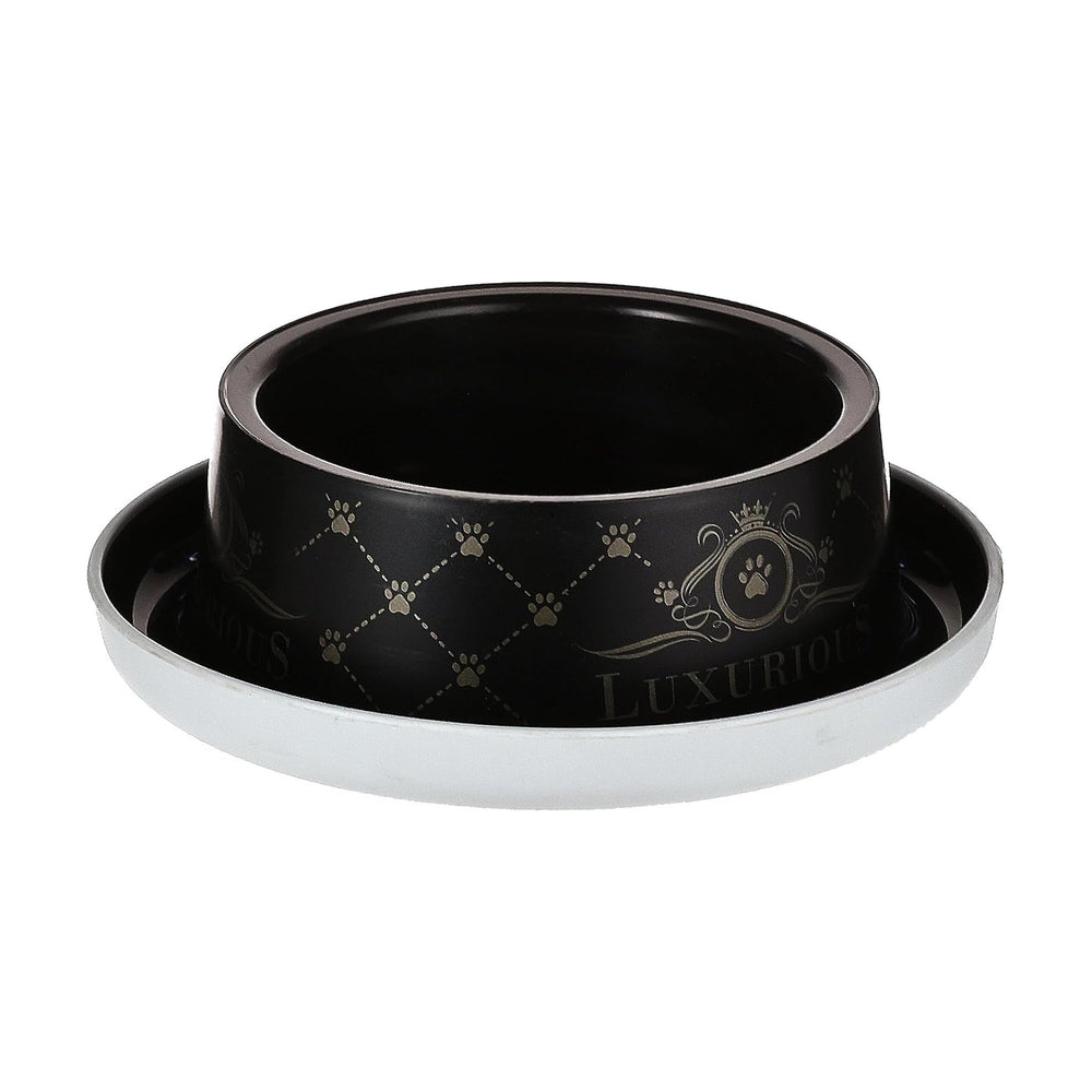Moderna Trendy Dinner Luxurious Pet plato para gato y perro pequeño, negro