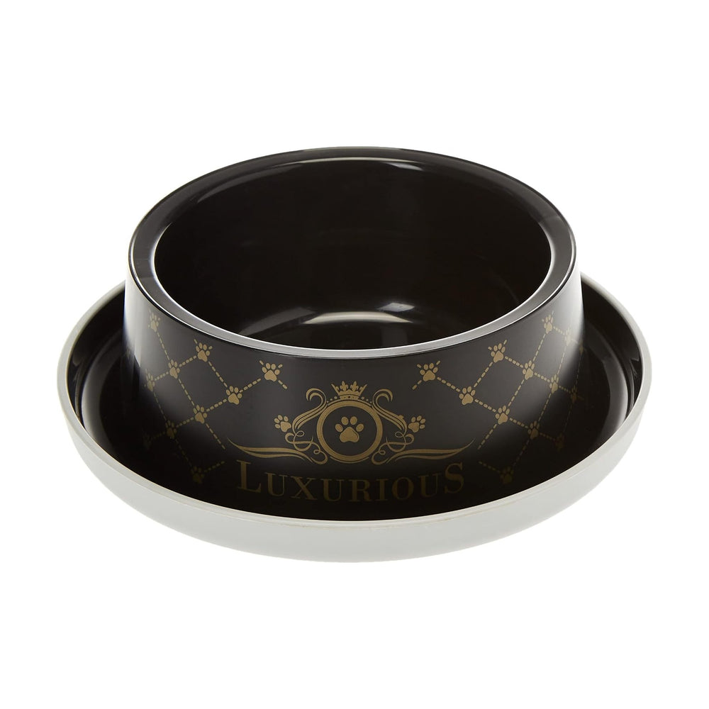 Moderna Trendy Dinner Luxurious Pet plato para gato y perro pequeño, negro