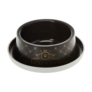 Moderna Trendy Dinner Luxurious Pet plato para gato y perro pequeño, negro