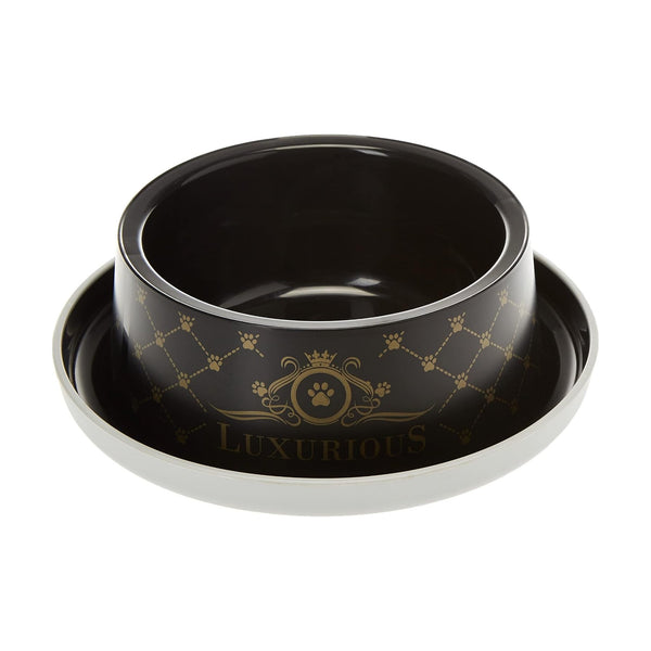 Moderna Trendy Dinner Luxurious Pet plato para gato y perro pequeño, negro