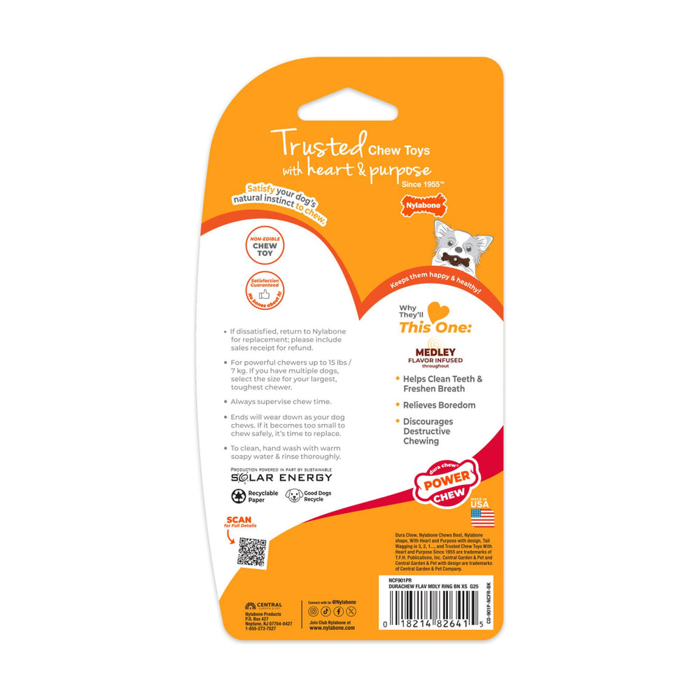 Nylabone Power Chew Ring Bone hueso con anillo texturizado para perro, X-Small hasta 7 kg