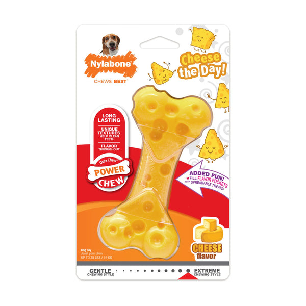 Nylabone Power Chew hueso con forma de queso para perro de mordida fuerte, Medium hasta 16 kg