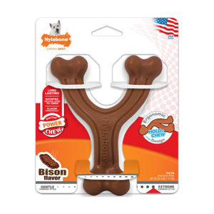 Nylabone Power Chew Wishbone ergonómico sabor bisonte para perro, Small hasta 11 kg