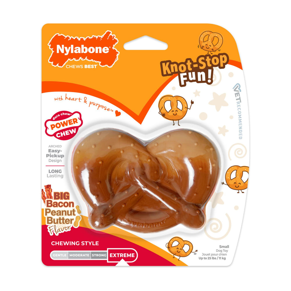 Nylabone Power Chew pretzel sabor tocino y crema de cacahuate para perro, Small hasta 11 kg