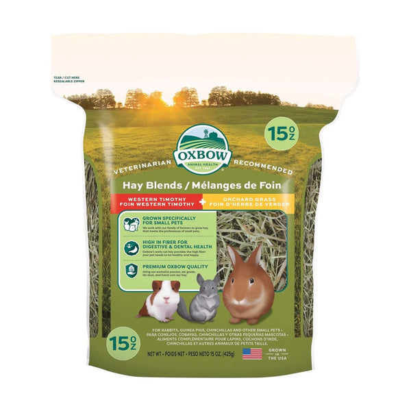 Oxbow Hay Blends heno Western Timothy y Orchard Grass para conejo, cuyo y chinchilla, 425 g (15 oz)