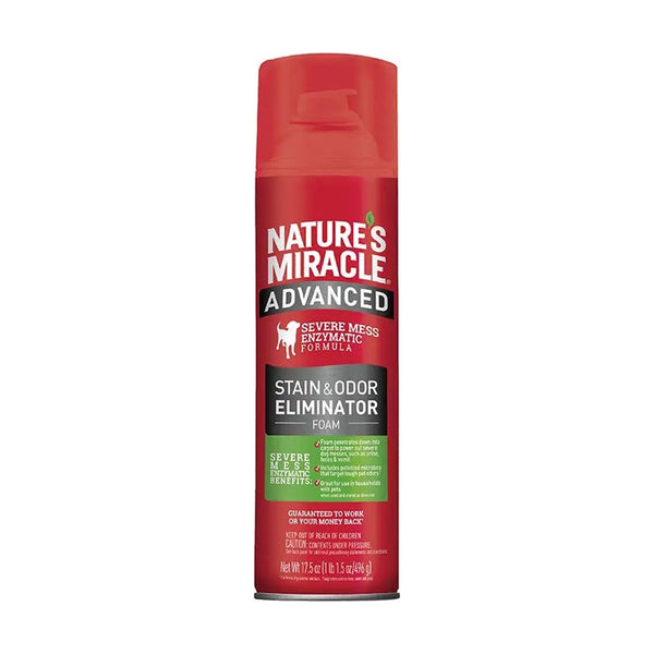 Nature's Miracle Advanced espuma eliminadora de manchas y olores difíciles para perro, 496 g