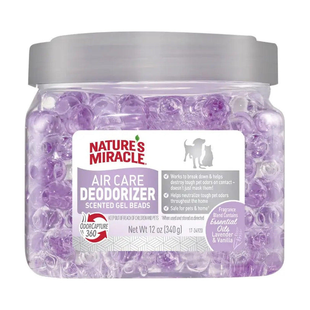 Nature's Miracle Air Care perlas de gel eliminadoras de olores de mascotas, lavanda y vainilla, 340 g