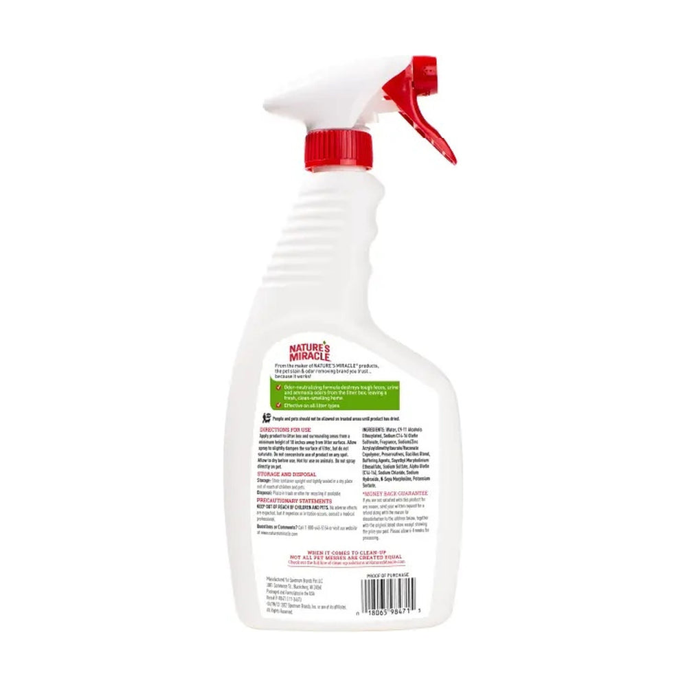 Nature's Miracle Litter Box Odor Destroyer spray eliminador de olores para arenero sin fragancia, 709 ml