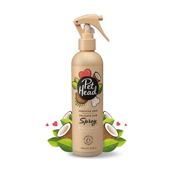 Pet Head Sensitive Soul spray para piel delicada coco con aceite de marula para perro, 300 ml