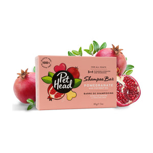 Pet Head shampoo en barra 3 en 1 granada con aceite de coco para perro, 85 g