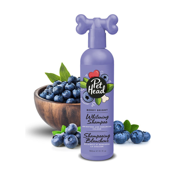 Pet Head Berry Bright shampoo blanqueador con arándano para perro de pelo blanco o claro, 475 ml